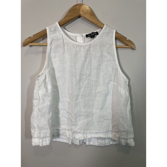 J.CREW Tops - J.Crew Maxine White Linen Top S Button Back Coastal Cottagecore Resort Essential